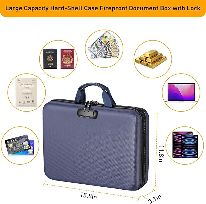 Fireproof Document Organizer Bag, 5200℉ File Organizer Safe Box, Hard Shell - Image 5