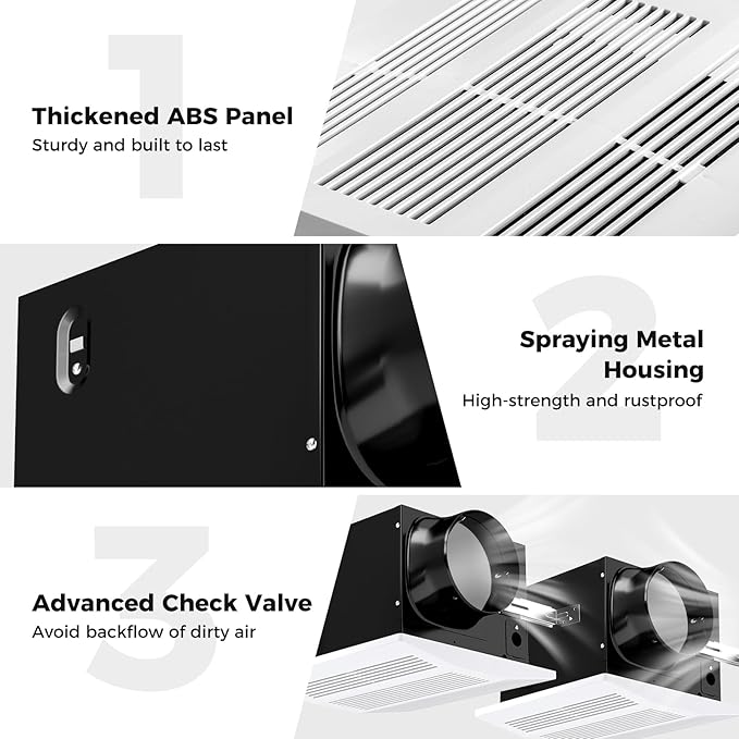 COSTWAY 200 CFM Bathroom Exhaust Fan, Ceiling Mount Exhaust Ventilation Fan - Image 6