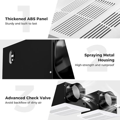 COSTWAY 200 CFM Bathroom Exhaust Fan, Ceiling Mount Exhaust Ventilation Fan - Image 6