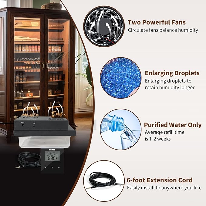 Briidea Electric Humidifiers for Cabinet, 30% RH~80% RH Humidity Setting Values - Image 5