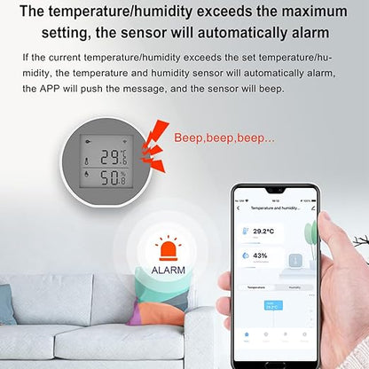 Wengart WiFi Temperature Humidity Sensor WSD400H, 2.4GHz Tuya App, Indoor LCD - Image 7