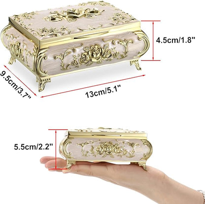 Hipiwe Metal Jewelry Organizer Box Antique Decorative Treasure Chest Keepsake - Image 3