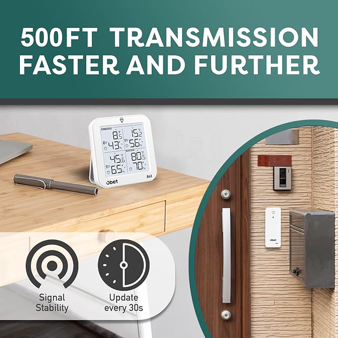 OBET Indoor Outdoor Thermometer Wireless Weather Station - Image 7