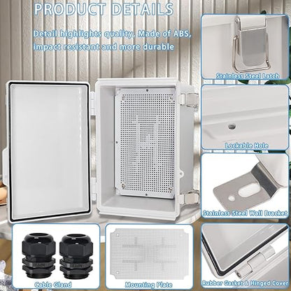 Zulkit Junction Box, IP67 Waterproof Electrical Box Hinged Cover Stainless - Image 4