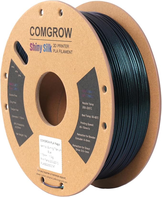 Comgrow 3D Printer Filament, Silk PLA Filament 1.75mm Burnt Titanium 1KG - Image 2