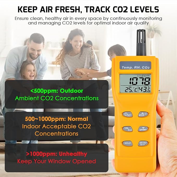 CO2 Meter Portable CO2 Detector Digital CO2 Monitor - Image 3