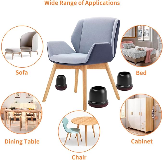 Extra Small Chair Leg Floor Protectors, Felt Chair Leg Pads - Image 7