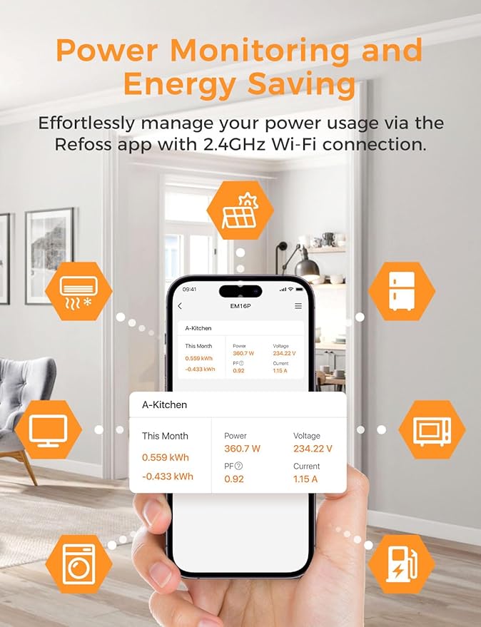 Refoss Smart Home Energy Monitor Real-Time Electricity Usage Monitor - Image 3