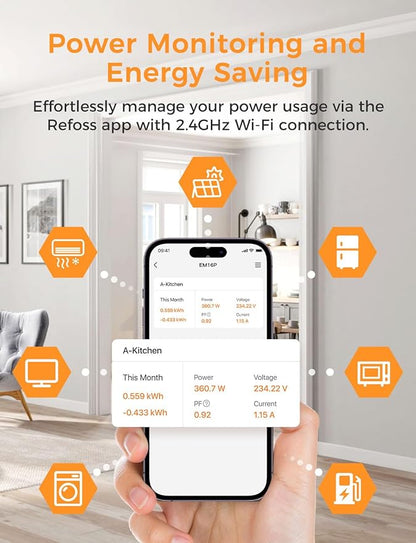 Refoss Smart Home Energy Monitor Real-Time Electricity Usage Monitor - Image 3