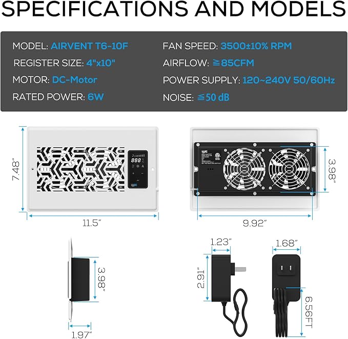 4"x10" Quiet Register Booster Fan - Image 4