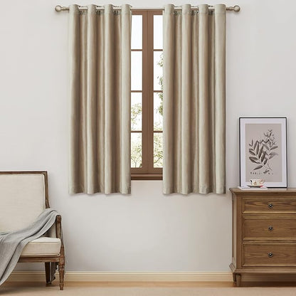 Champagne Velvet Curtains 63 inch: Beige Luxury Elegant Living Room Curtain by ModernShinyVelvetCurtains