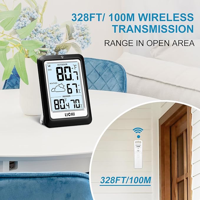 Indoor Outdoor Thermometer Wireless Weather Station, Internal External - Image 4