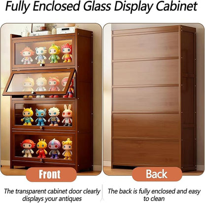 Display Cabinet with Acrylic Glass Doors, Tall Storage Cabinet with Adjustable - Image 4