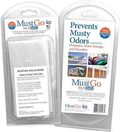 Solid Bars - Controls, Removes and Prevents Musty Odors in Closets, Sheds and by MustGo