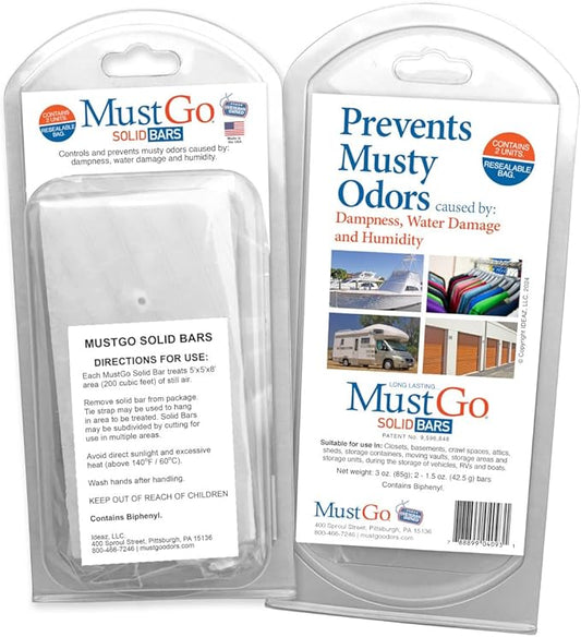 Solid Bars - Controls, Removes and Prevents Musty Odors in Closets, Sheds and by MustGo