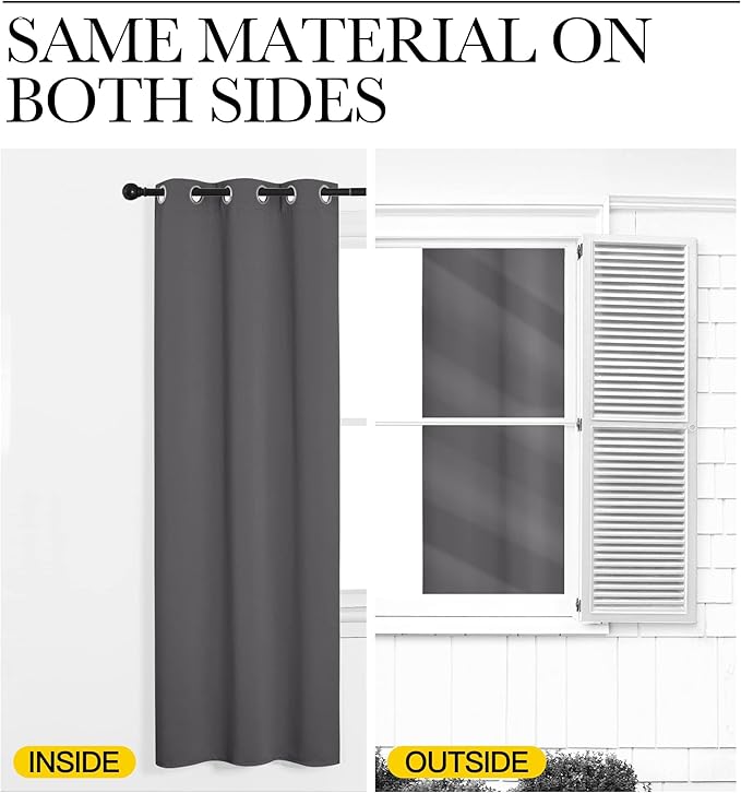 NICETOWN Gray Curtain Blackout Drape Panel, Single Panel, 34 x 84 inch - Image 6