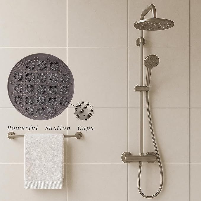 Round Non Slip Shower Mat with Suction Cups 11.8 Inch, Anti Skid PVC Bath Mat - Image 4