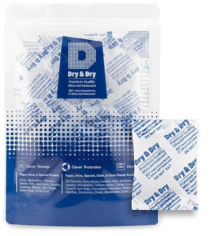 Dry & Dry 20 Gram Silica Gel Packets Desiccants, Silica Packets by DryDry