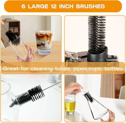 Straw Cleaner Brush Set, 6 Piece 12" Long Pipe Tube Bottle Brushes - Image 3