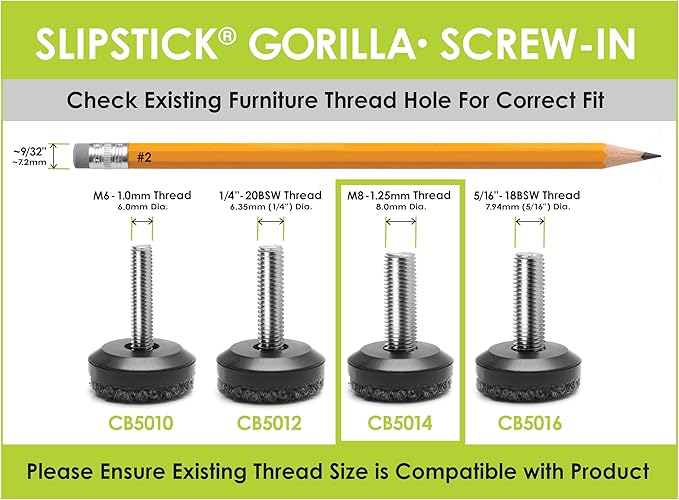 Slipstick Gorilla Outdoor Adjustable Furniture Levelers Weatherproof Screw in - Image 6