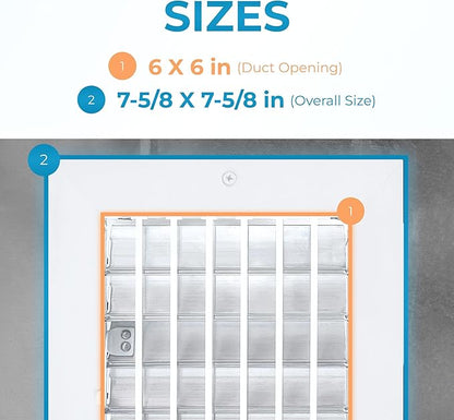 Aluminum 6 x 6 Inch Air Vent Covers Wall AC Grille – Premium Register Vent - Image 3