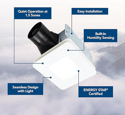 Broan-NuTone® Roomside Series Humidity Sensing Bathroom Exhaust Fan w/LED Light - Image 2