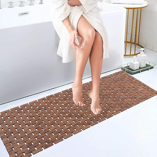 Bath Mat Bathroom Runner Long Large Rugs Floor Wood Shower Bathtub Waterproof by Fovlaurs