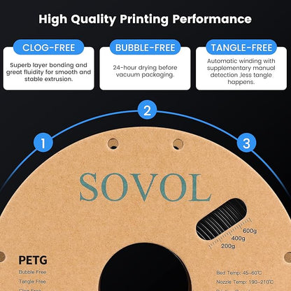 Sovol 3D Printer PETG Filament 2kg Spool Printing Materials, Wiring Tightness - Image 2