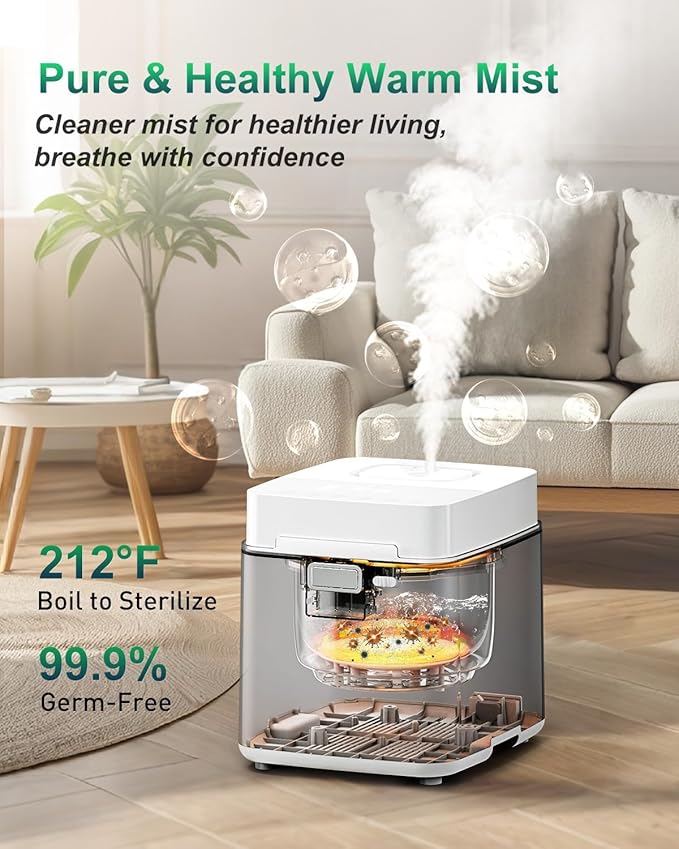 Mifasol Stainless Steel Warm Mist Humidifier, 3.3L/0.87Gal Steam Humidifier - Image 2