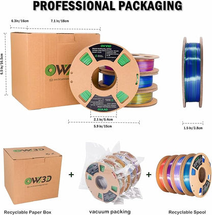 OVV3D 3D Printer Filament, PLA Filament 1.75mm Bundle, Dual Color Filament - Image 7