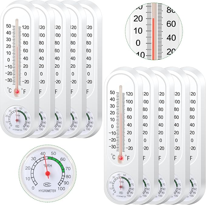 Leinuosen 10 Pcs Indoor Outdoor Wall Thermometer Humidity Meter Vertical by Leinuosen