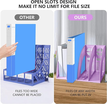 SAYEEC Sturdy Magazine Holder 4 Compartments Plastic Desktop File Organizer - Image 4