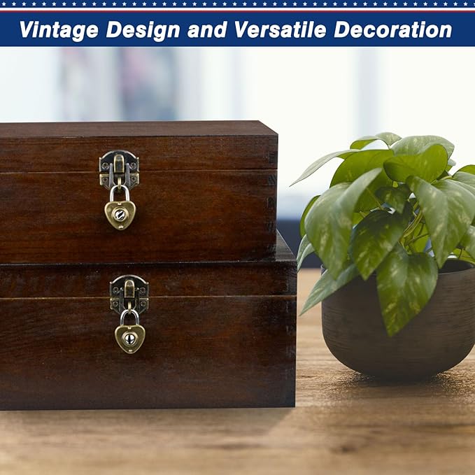Wood Keepsake Boxes with Lock and Keys Handcrafted Decorative Wooden Storage - Image 8