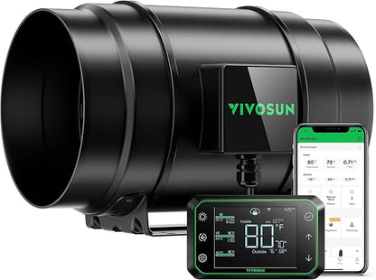 VIVOSUN G8 8" Inline Duct Fan & Temperature Humidity Controller, E42A WiFi-App by VIVOSUN