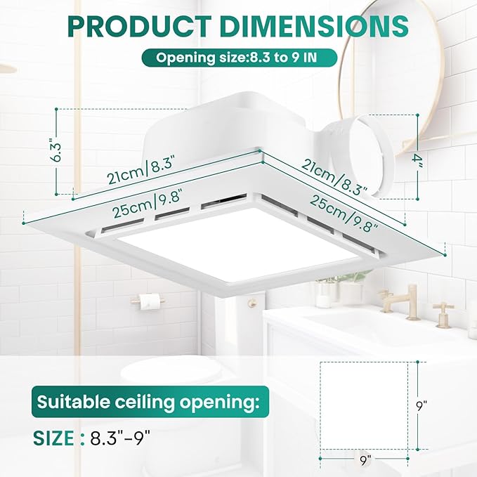 9.8" Panel Bathroom Exhaust Fan - Image 3