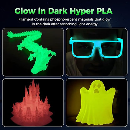 Creality Glow in The Dark Hyper PLA Filament, 3D Printer Filament Bundle - Image 8
