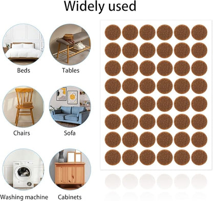 48 Pcs Brown Felt Cabinet Door Pads, 1/2 Inches Diameter Self Adhesive Felt - Image 5