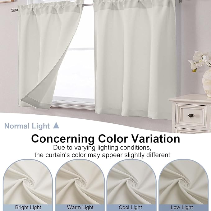 Chyhomenyc Natural Short Blackout Curtains 24 Inch Length, Small Kitchen - Image 8