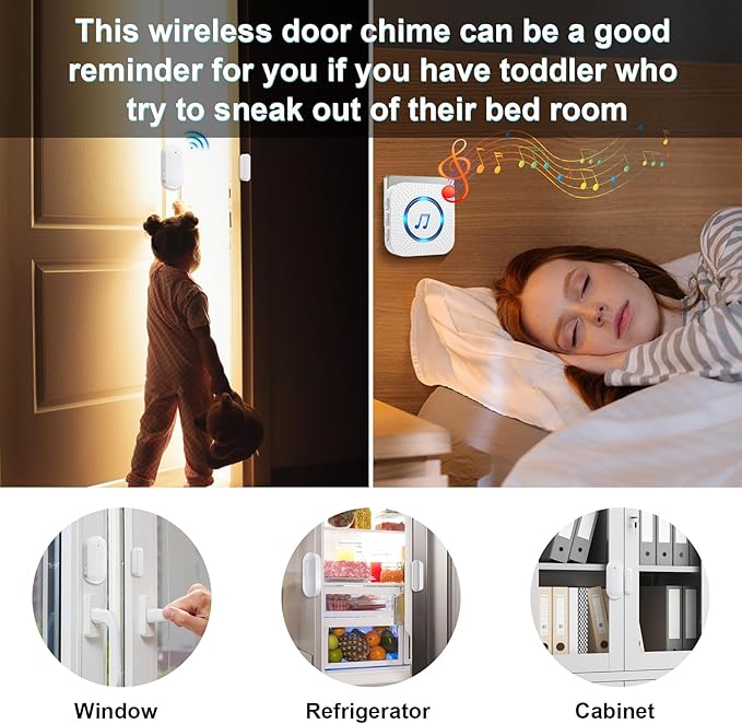 Door Chime, SanJie Wireless Door Sensor Chime When Door Opens, Door Entry Alarm - Image 3
