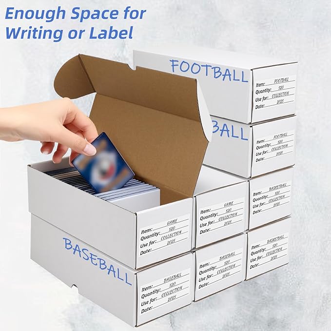 EXYGLO Trading Card Storage Box 25 Pack 520 Count 20pt, 10.6x4.1x3.2 Inch White - Image 4