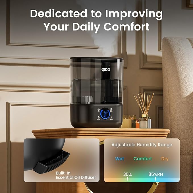 QIDO Top Fill Humidifiers for Bedroom, 5 L Cool Mist 36H Super Long Time - Image 7