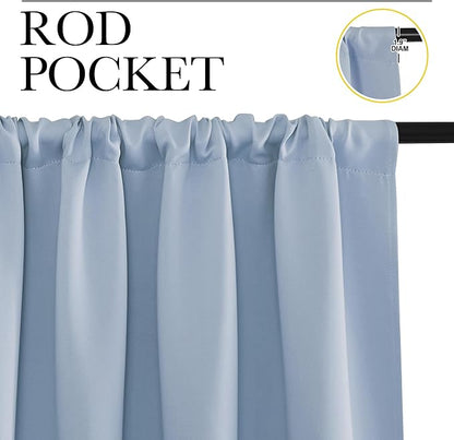 NICETOWN Blackout Curtains for Bedroom, Vintage Blue, 1 Pair, 70 by 63-inch - Image 2