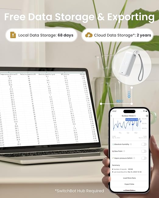 Bluetooth Hygrometer Thermometer, IP65 Indoor Outdoor Humidity Sensor - Image 3