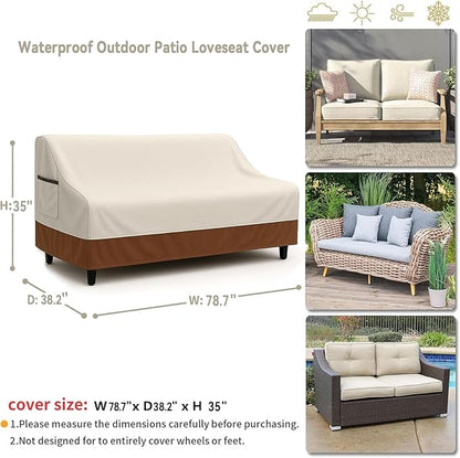 Waterproof Patio Loveseat Cover, 78.7W x 38.2D x 35H inches Heavy Duty 600D - Image 2
