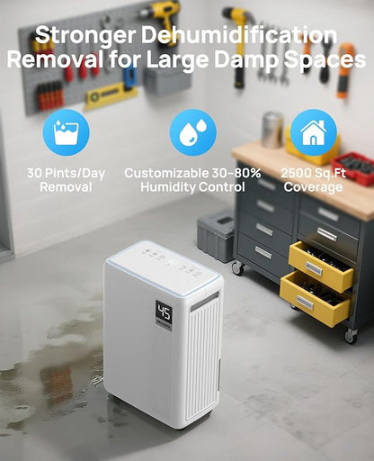30 Pint Dehumidifier for Basement, 2500 Sq. Ft Dehumidifiers for Home - Image 3