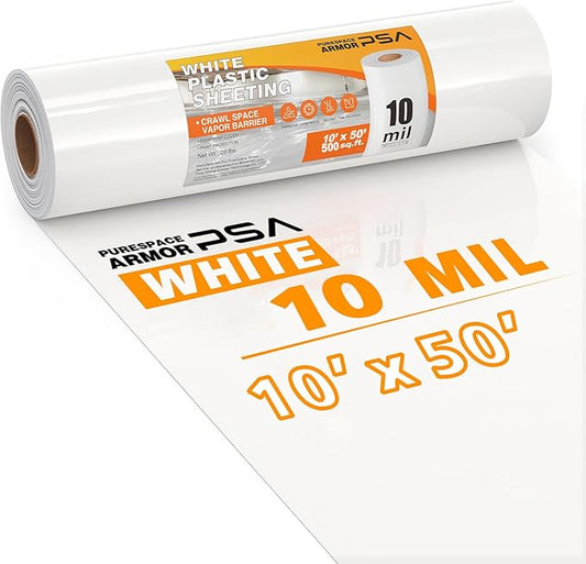 Crawl Space Vapor Barrier, 10mil Film, Heavy Duty Polyethylene Film, Drop Cloth by PureSpaceArmor