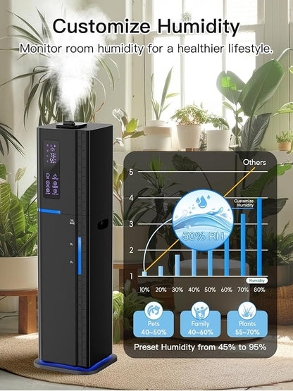 10L/2.64Gal Humidifier, Top Fill Quiet Ultrasonic Cool Mist Humidifiers - Image 8