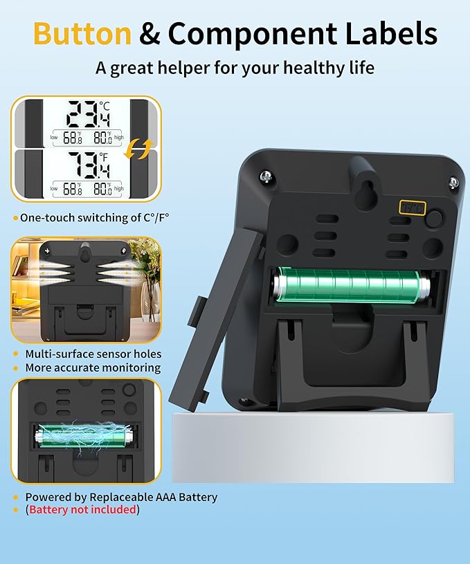 Digital Hygrometer with Max and Min Records 10s Fast Refresh - Image 4