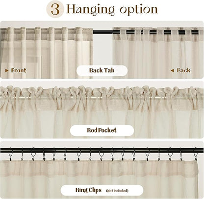 Dreaming Casa Taupe Sheer Curtains 96 Inches Long, Rod Pocket & Back Tab Light - Image 8