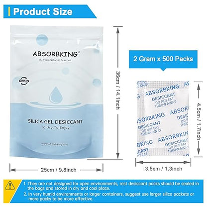 Desiccant Packs – 2 Gram 500 Packs Moisture Absorbers, Food Grade Desiccant - Image 3
